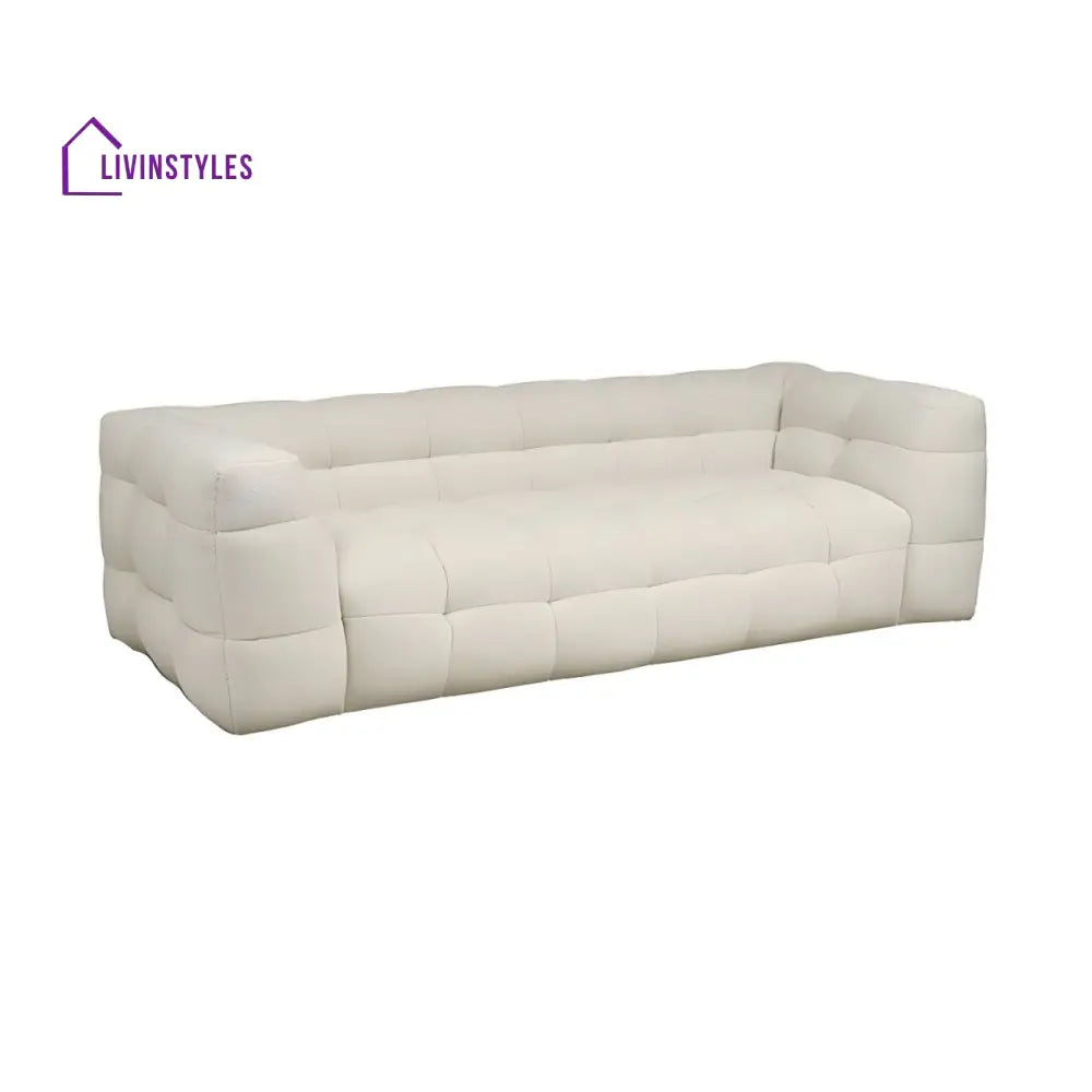 Ivan Boucle Fabric 3 Seater Sofa for Living Room | White Beige