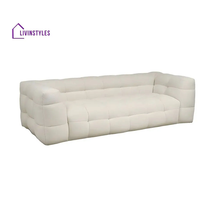 Ivan Boucle Fabric 3 Seater Sofa for Living Room | White Beige