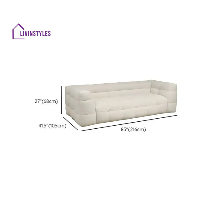 Ivan Boucle Fabric 3 Seater Sofa for Living Room | White Beige