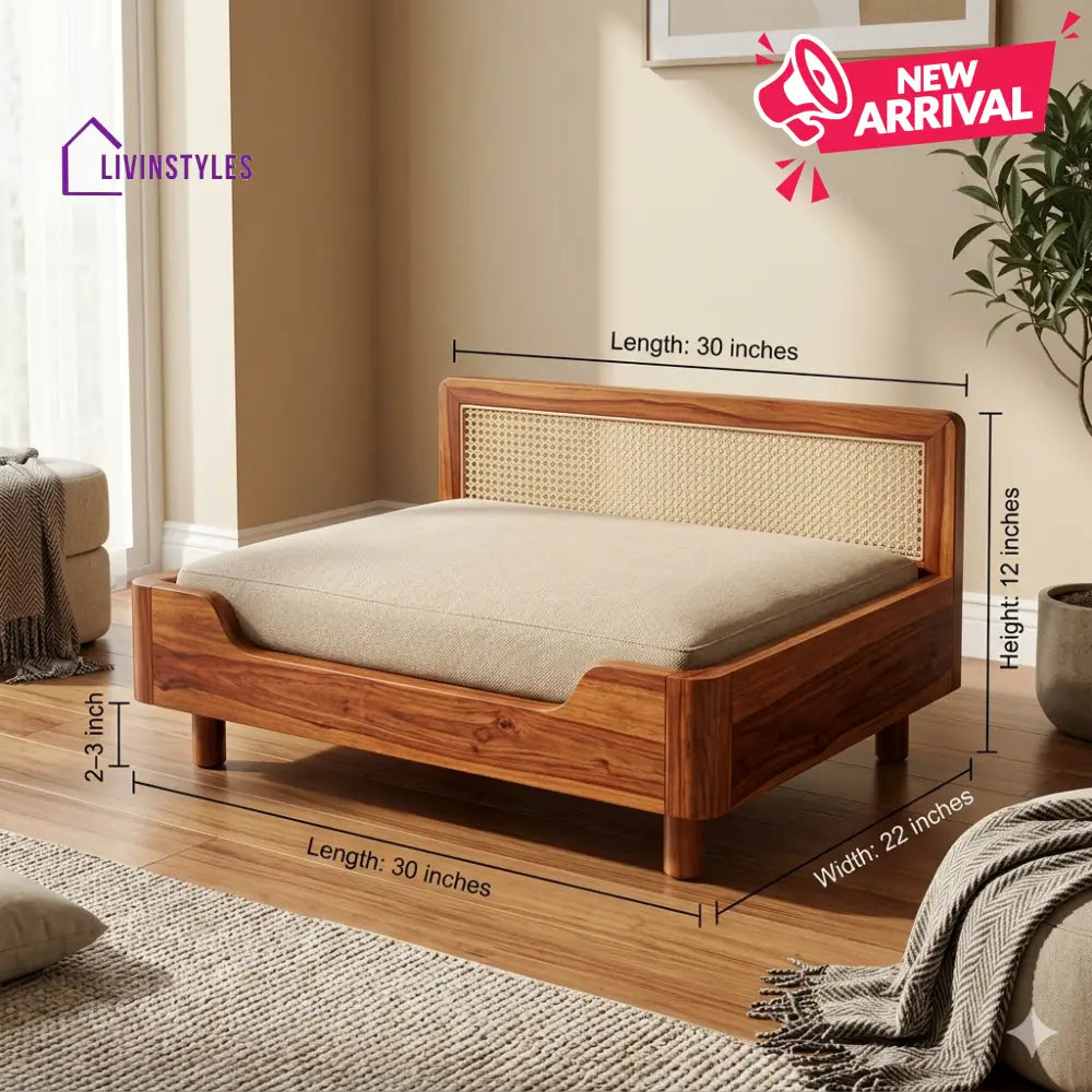 Ivan Solid Sheesham Wood Pet Daybed | Cat Bed | Dog Bed