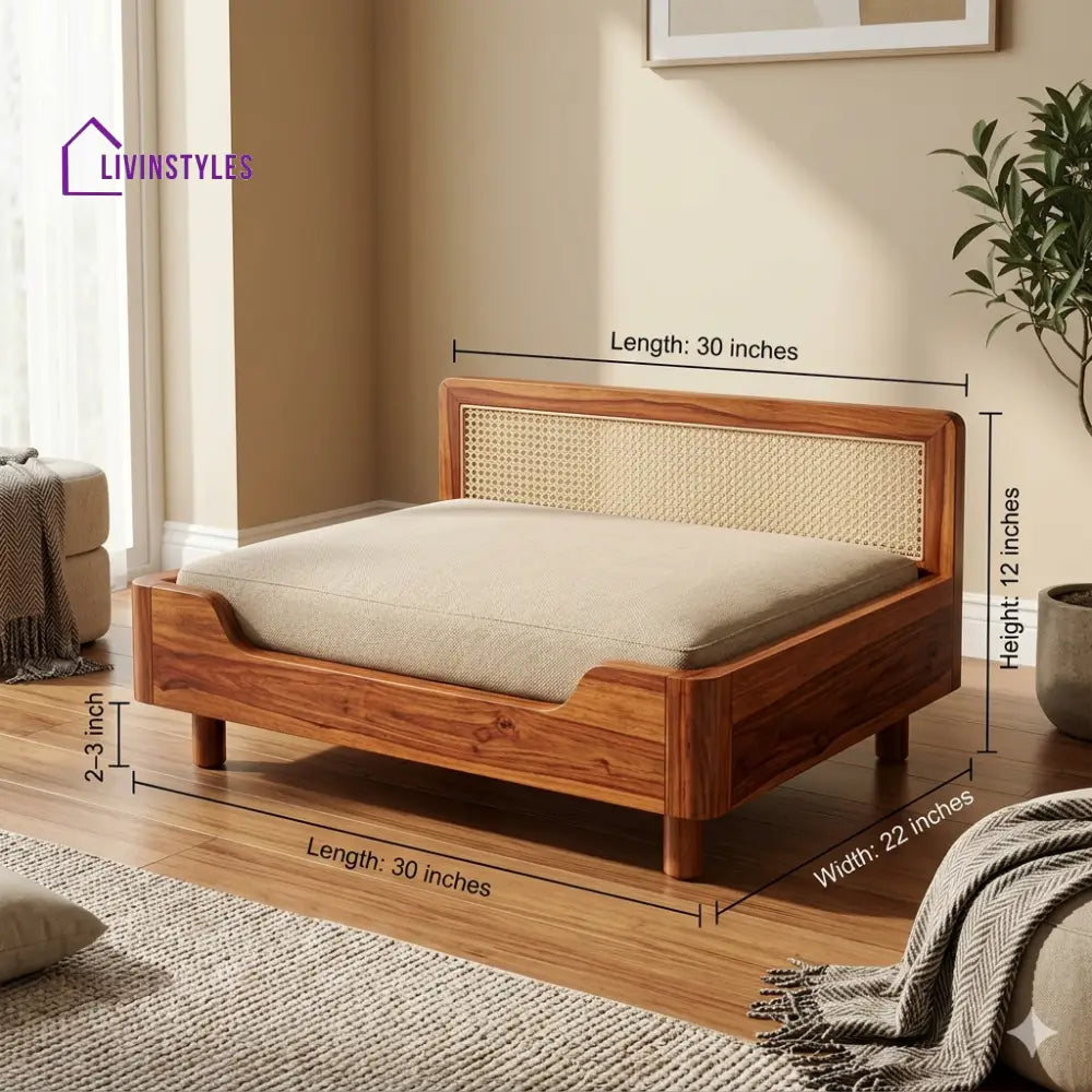Ivan Solid Sheesham Wood Pet Daybed | Cat Bed | Dog Bed