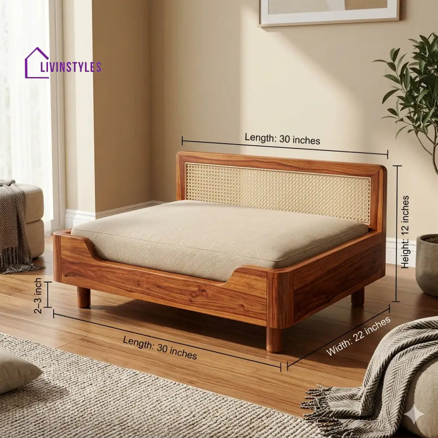 Ivan Solid Sheesham Wood Pet Daybed | Cat Bed | Dog Bed