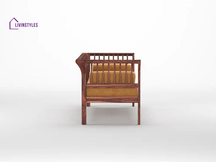 Iván Wooden Sofa 3 Seater - Mustard Yellow