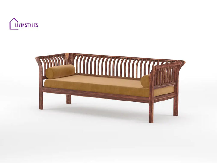 Iván Wooden Sofa 3 Seater - Mustard Yellow