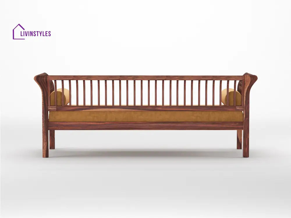 Iván Wooden Sofa 3 Seater - Mustard Yellow