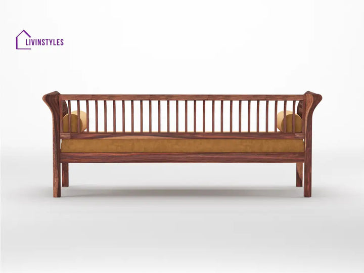 Iván Wooden Sofa 3 Seater - Mustard Yellow