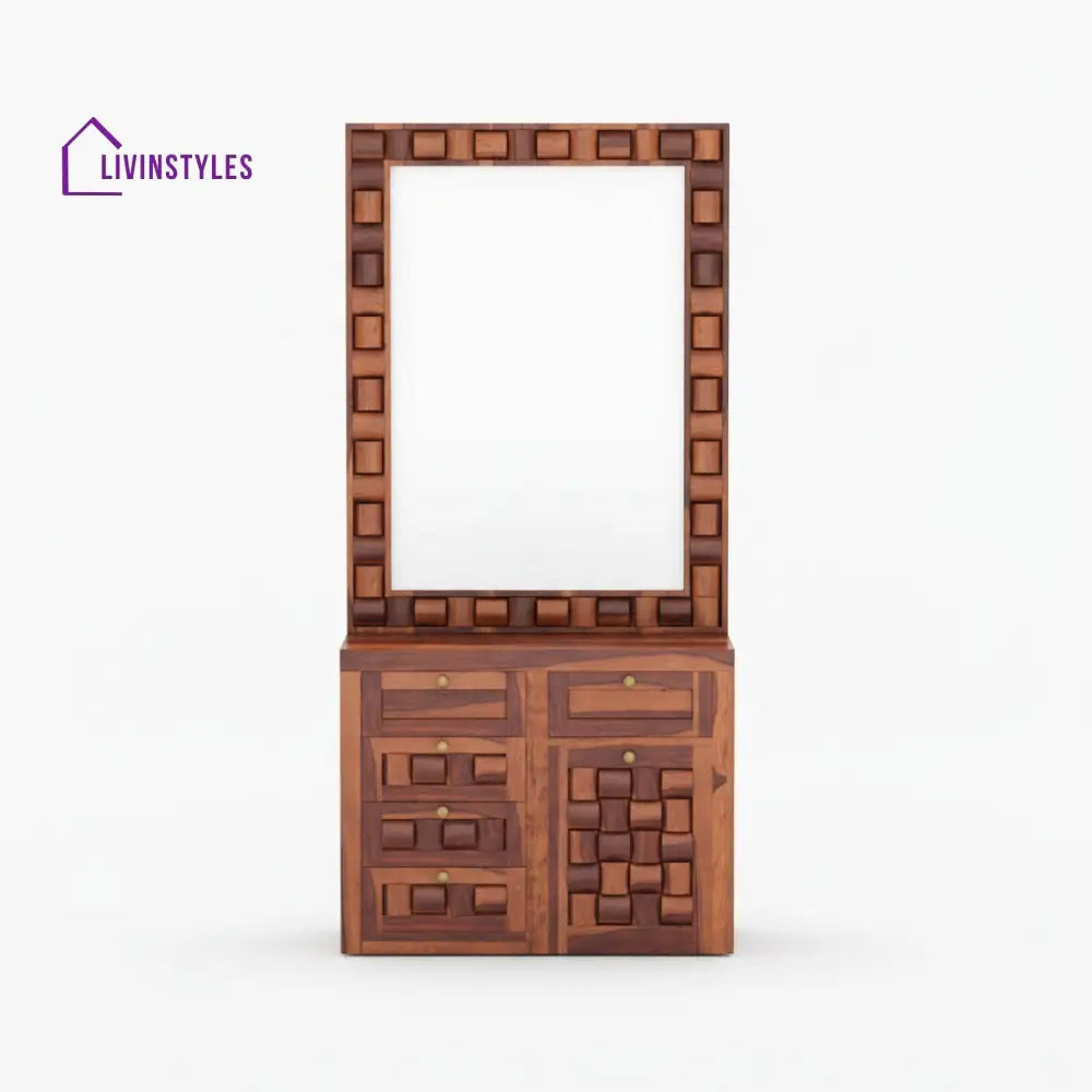 Ivanna sheesham wood dressing table with sitting HONEY