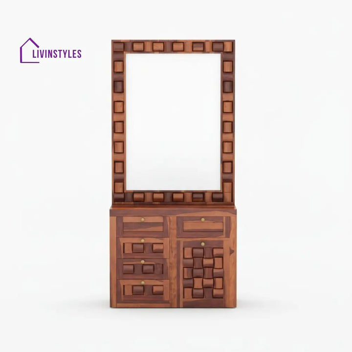 Ivanna sheesham wood dressing table with sitting HONEY