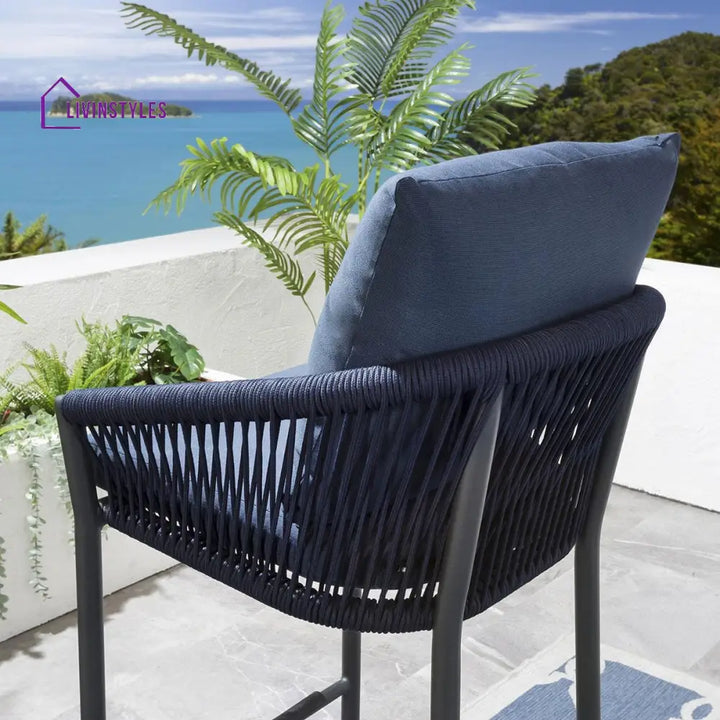 Ivette Outdoor Patio Bar Chair 4 Chairs For Balcony Braided & Rope - Bar Sets