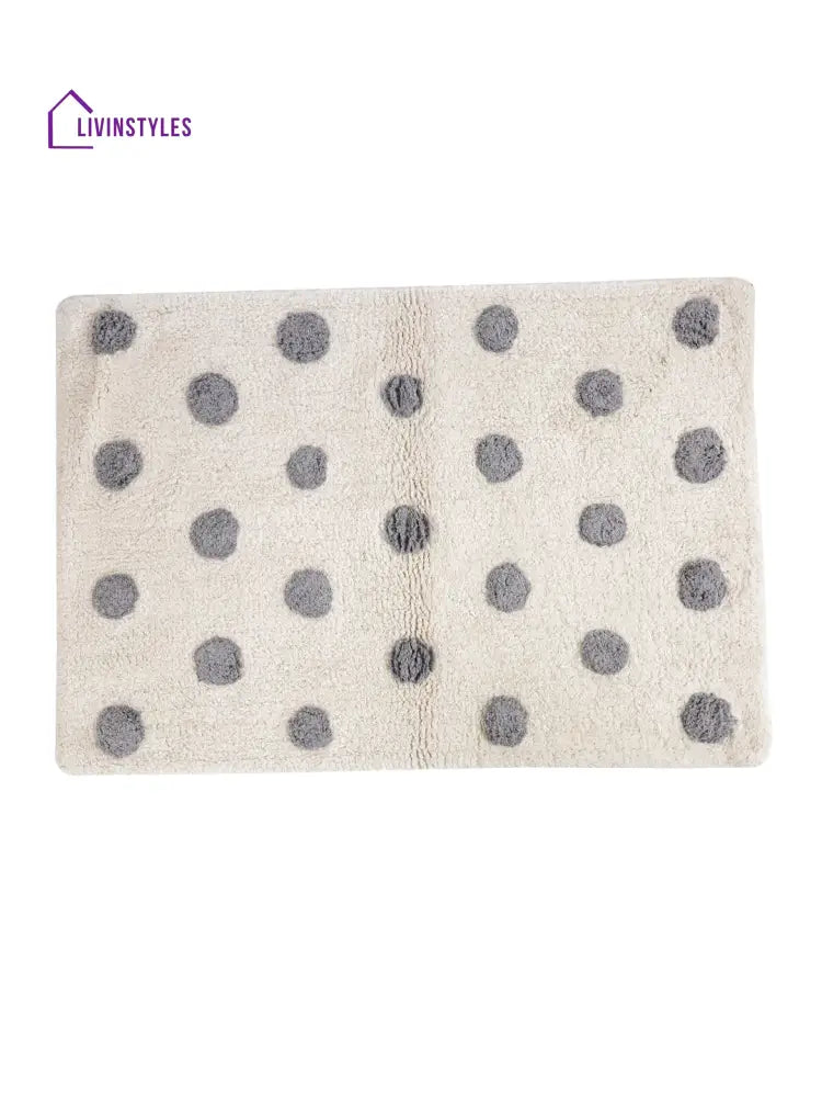 Ivory And Grey Hand Tufted Cotton Bath Rug Mats