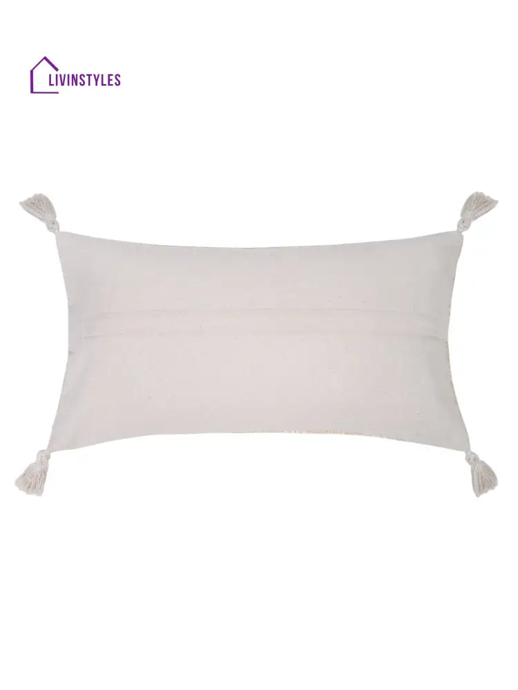 Ivory Color Embroidered Cushion Cover Set Of 2 (12X20 Inch)