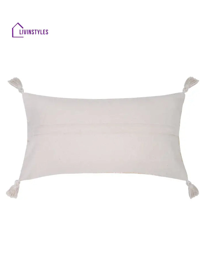 Ivory Color Embroidered Cushion Cover Set Of 2 (12X20 Inch)