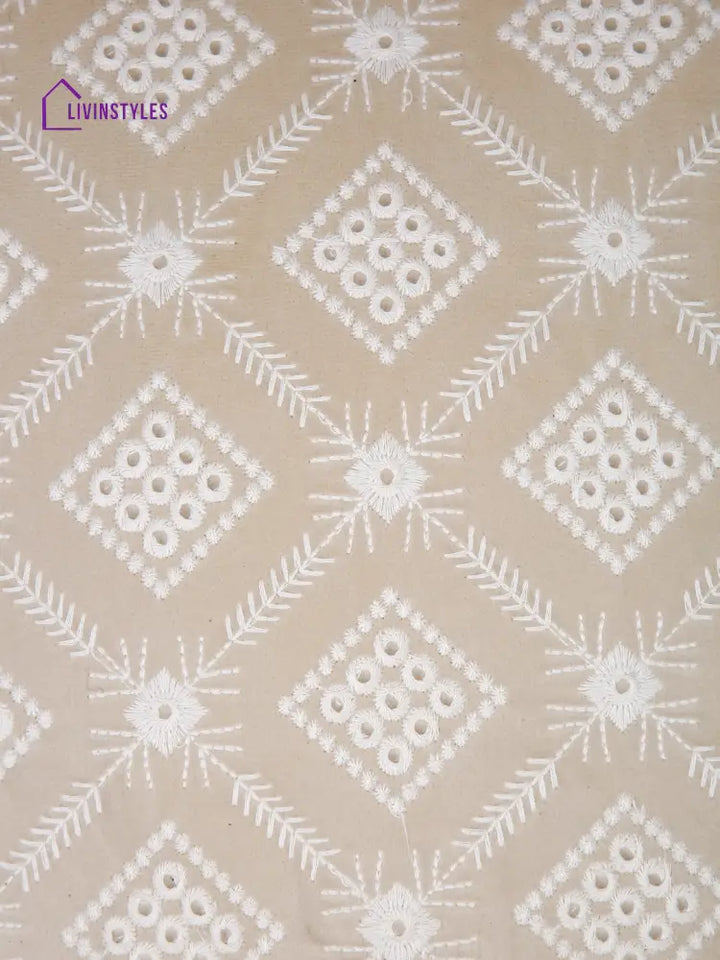Ivory Color Embroidered Cushion Cover Set Of 2 (18X18 Inch)