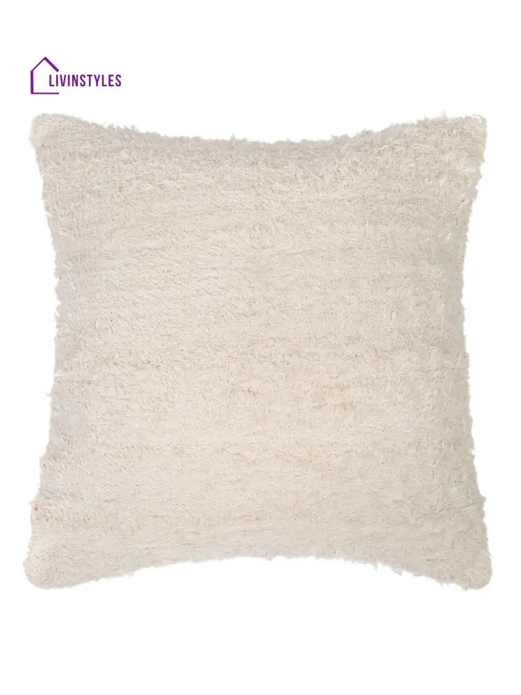 Ivory Color Hand Woven Cotton Cushion Cover Set Of 2 (20X20 Inch)