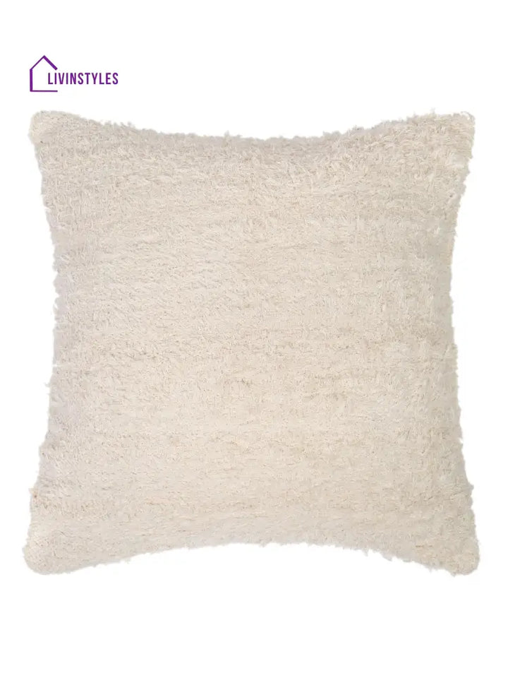 Ivory Color Hand Woven Cotton Cushion Cover Set Of 2 (20X20 Inch)