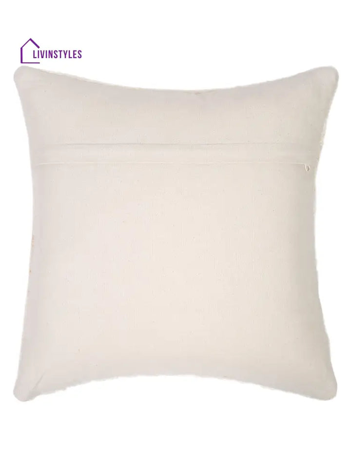 Ivory Color Hand Woven Cotton Cushion Cover Set Of 2 (20X20 Inch)