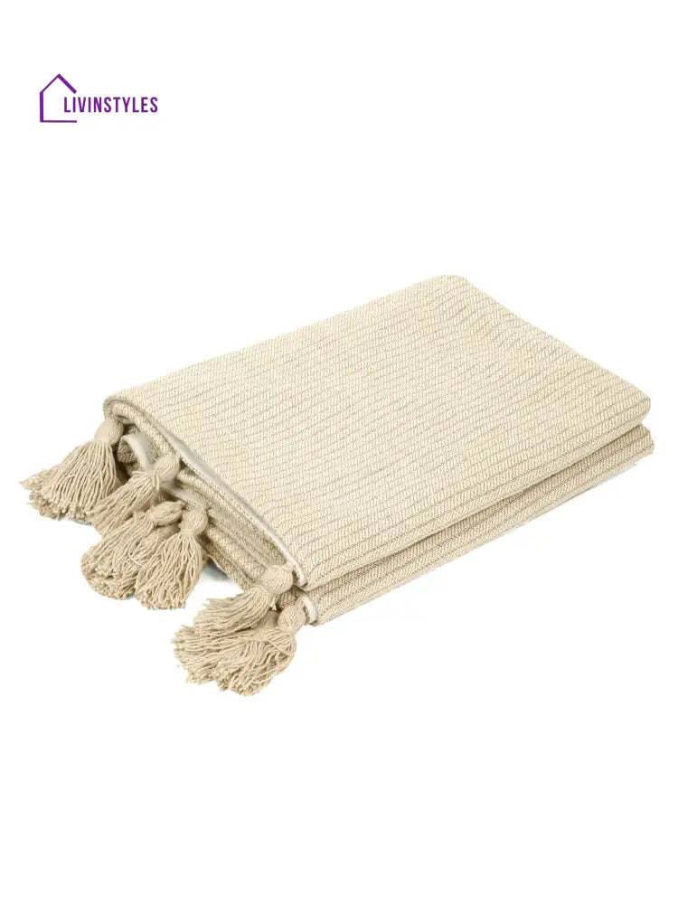 Ivory Textured Hand Woven Cotton 2 Seater Sofa Cover Slip Cover Sofa