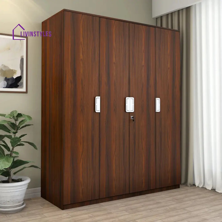 Gennady 4 Door Wardrobe (Classic Walnut) Home Furniture