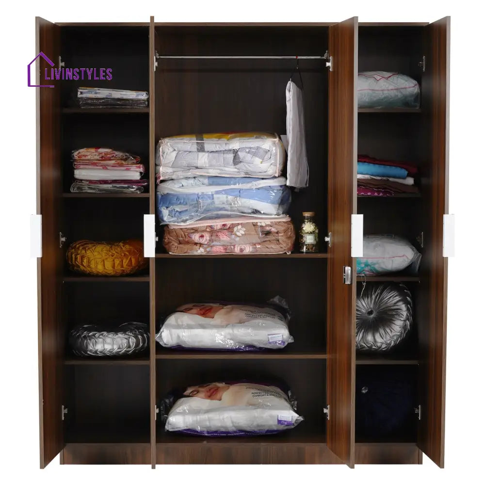 Gennady 4 Door Wardrobe (Classic Walnut) Home Furniture