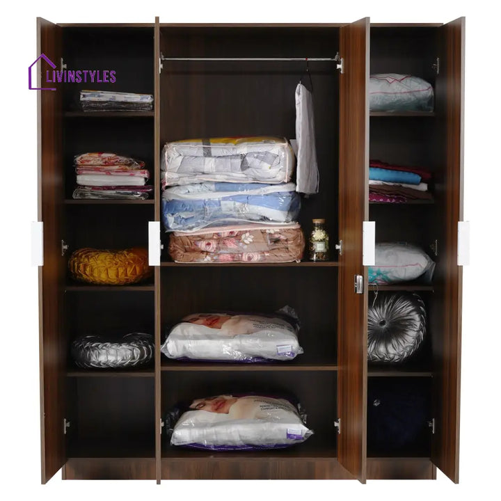 Gennady 4 Door Wardrobe (Classic Walnut) Home Furniture