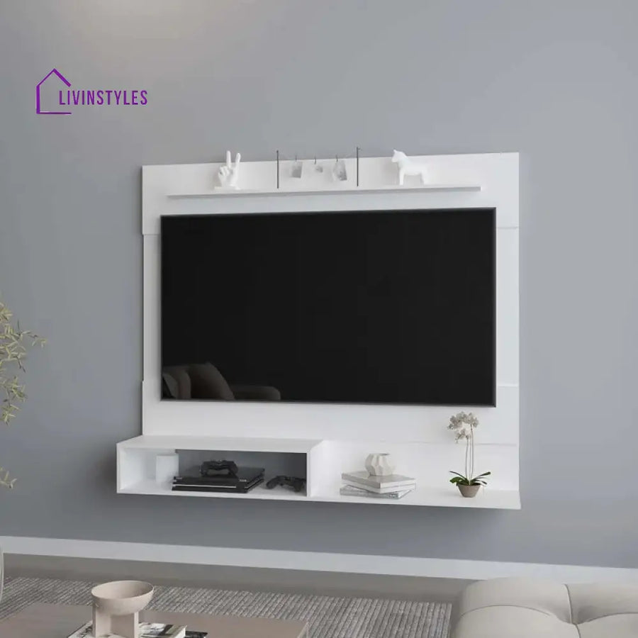 Ivy Wall Mounted White Finish Tv Unit Stand for Living Room