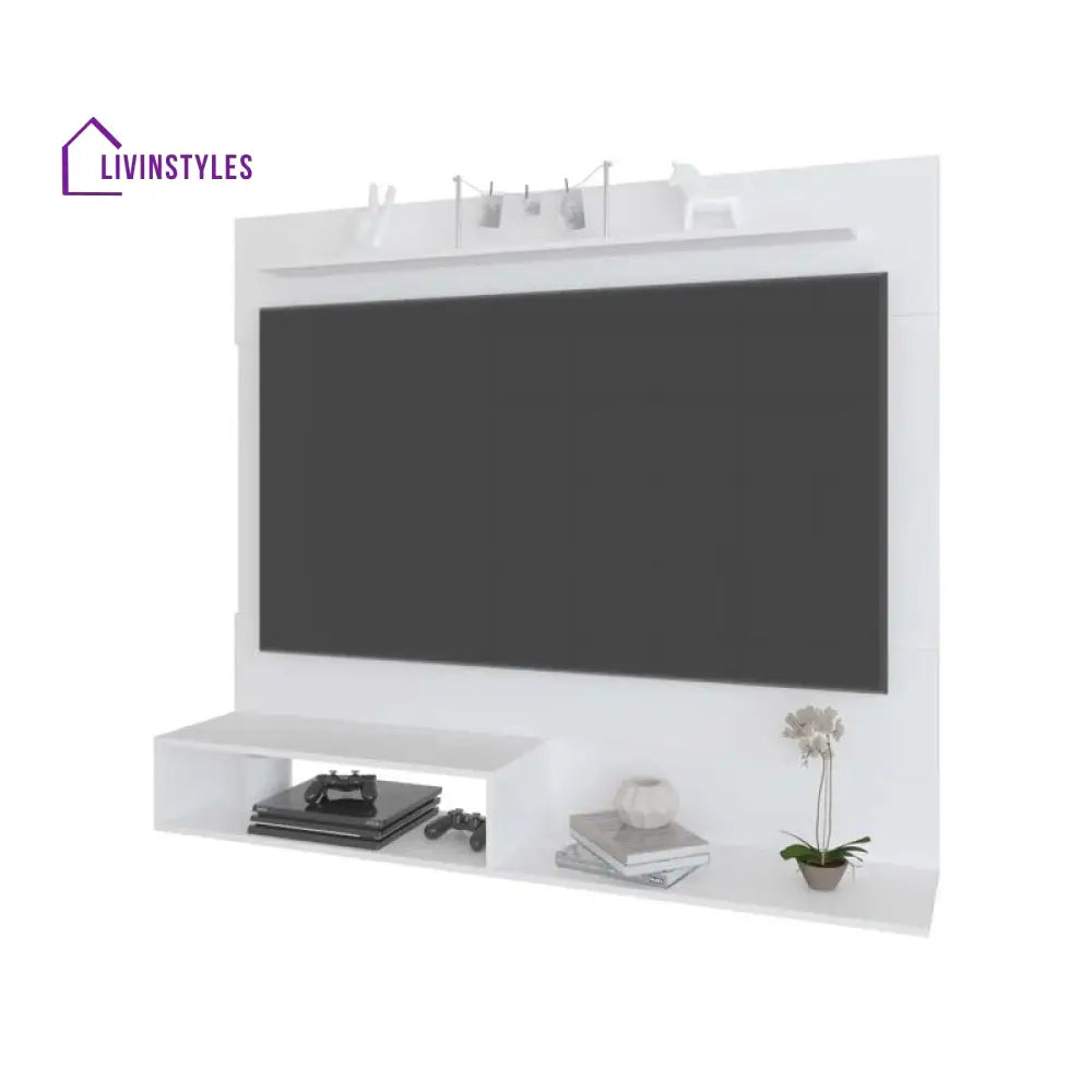 Ivy Wall Mounted White Finish Tv Unit Stand for Living Room