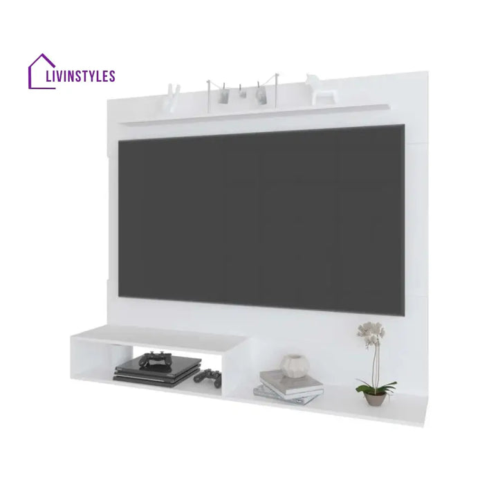 Ivy Wall Mounted White Finish Tv Unit Stand for Living Room