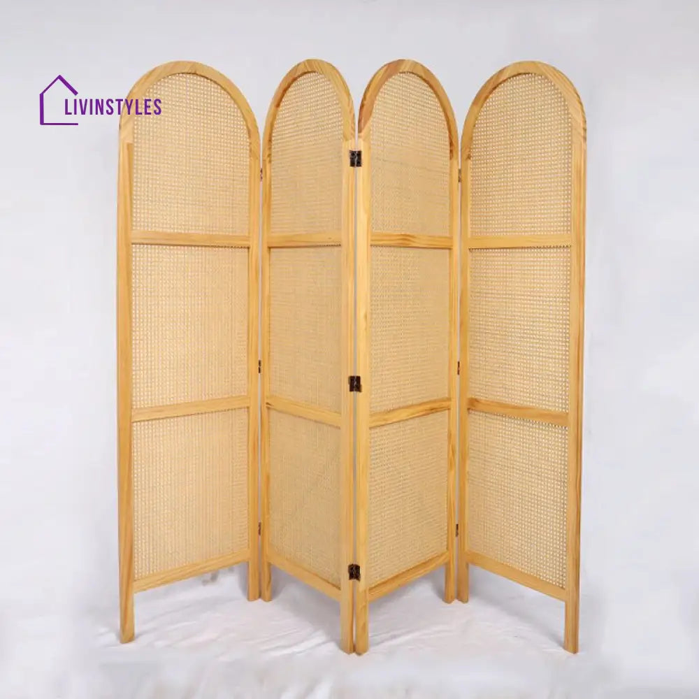 Ivyana Wooden and Cane Weaving Room Partition for Living Room