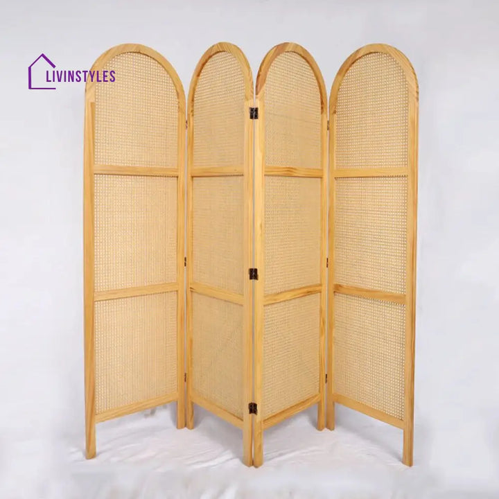 Ivyana Wooden and Cane Weaving Room Partition for Living Room