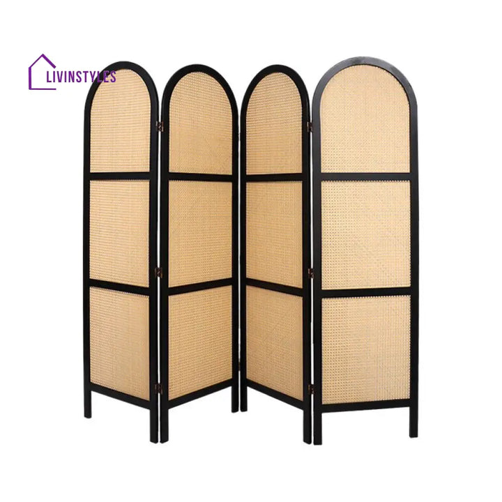 Ivyana Wooden and Cane Weaving Room Partition for Living Room