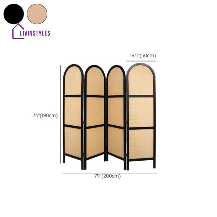 Ivyana Wooden and Cane Weaving Room Partition for Living Room
