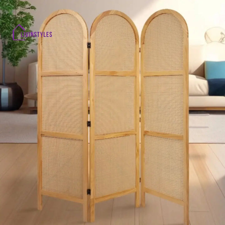 Ivyana Wooden and Cane Weaving Room Partition for Living Room
