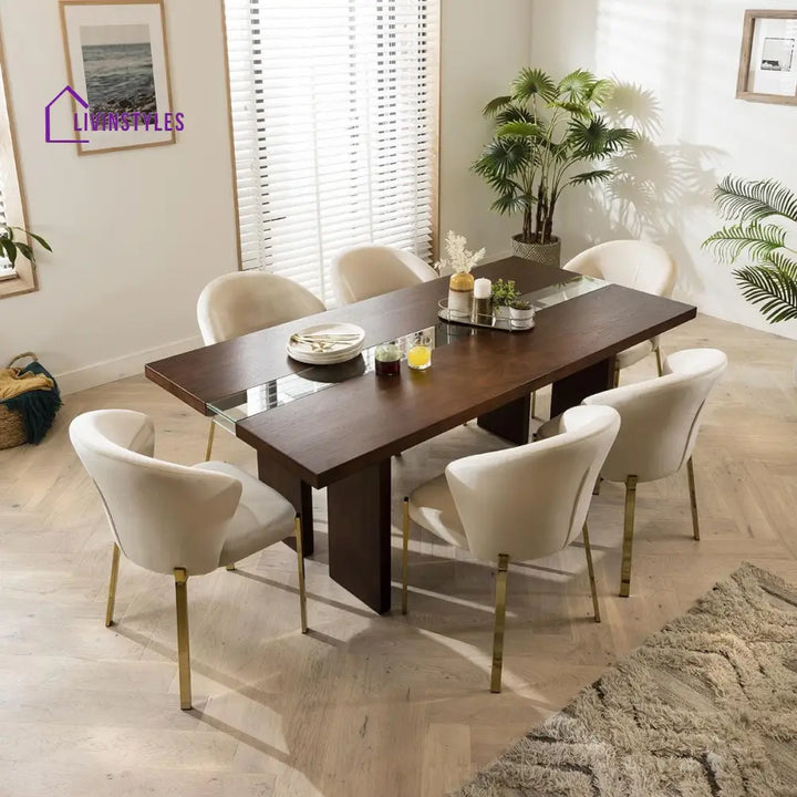 Iya Dining Chair Set of 2 Cream Velvet Wingback on Gold Legs Dining Room / Dining Chairs