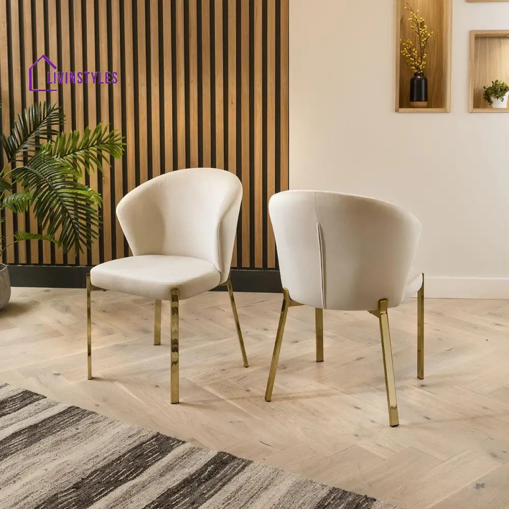 Iya Dining Chair Set of 2 Cream Velvet Wingback on Gold Legs Dining Room / Dining Chairs