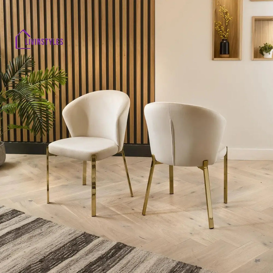 Iya Dining Chair Set of 2 Cream Velvet Wingback on Gold Legs Dining Room / Dining Chairs