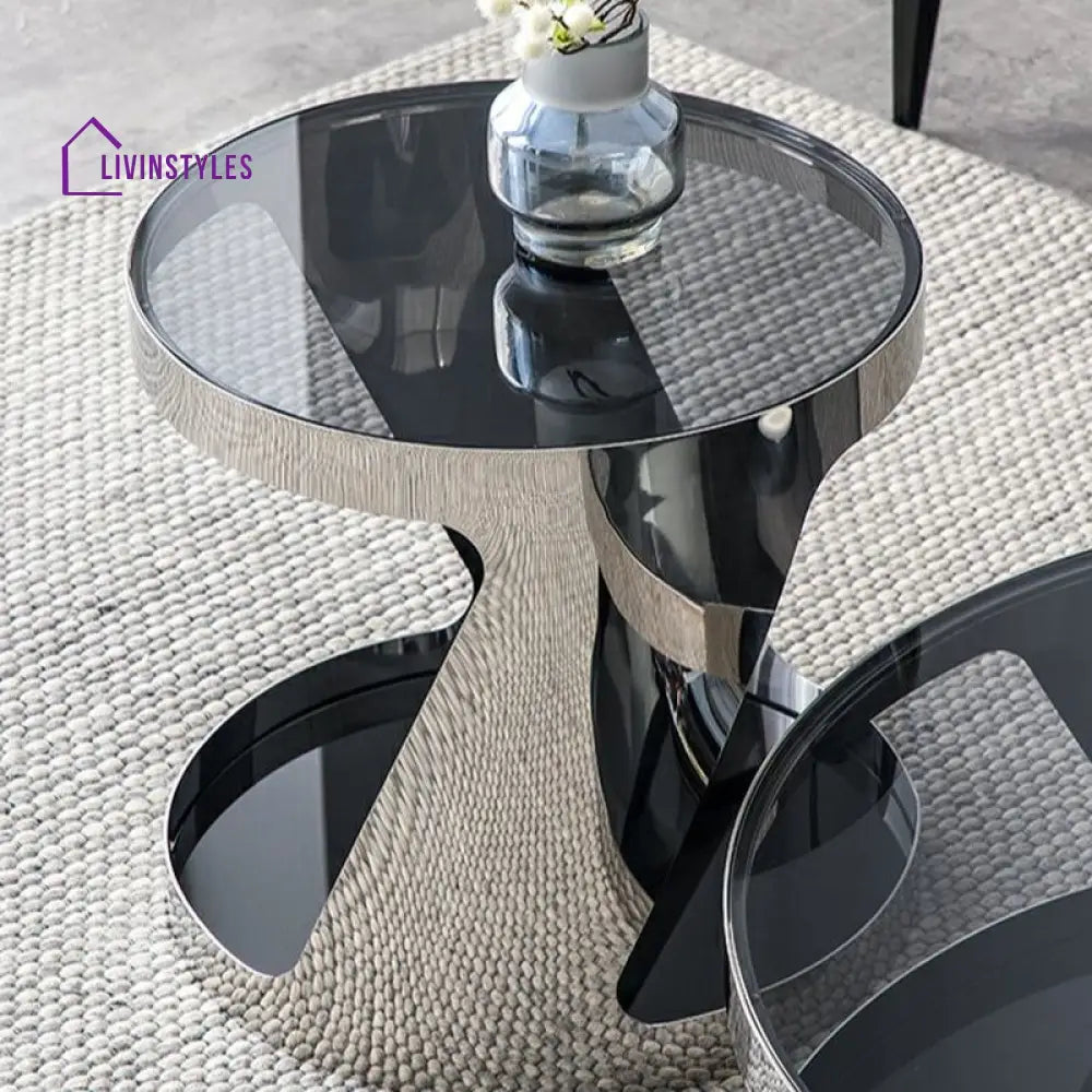 Iyla Stainless Steel Frame Coffee Table with Glass Top