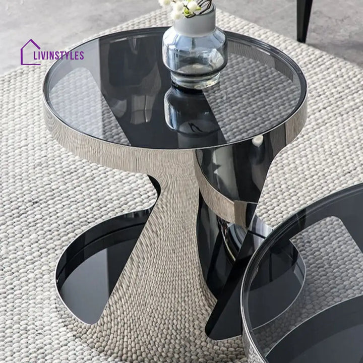 Iyla Stainless Steel Frame Coffee Table with Glass Top