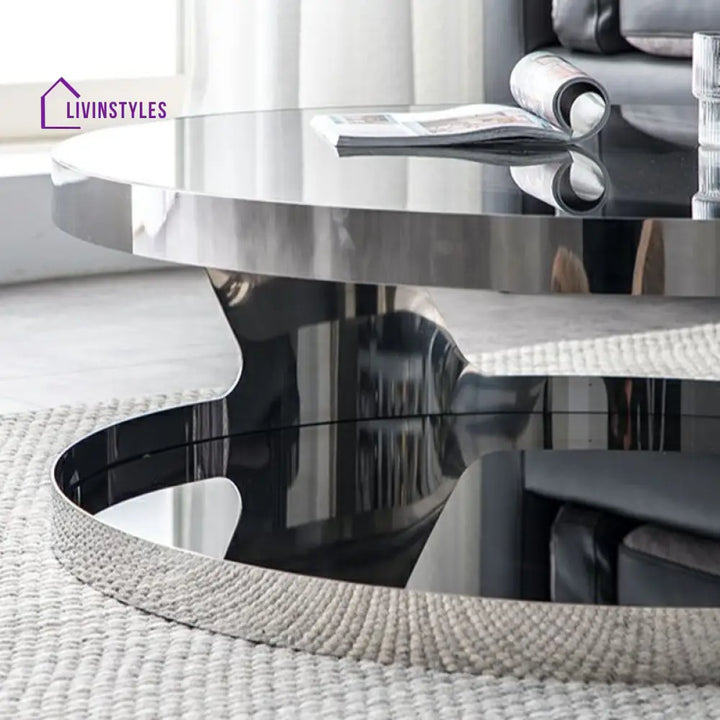 Iyla Stainless Steel Frame Coffee Table with Glass Top