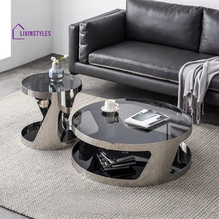 Iyla Stainless Steel Frame Coffee Table with Glass Top