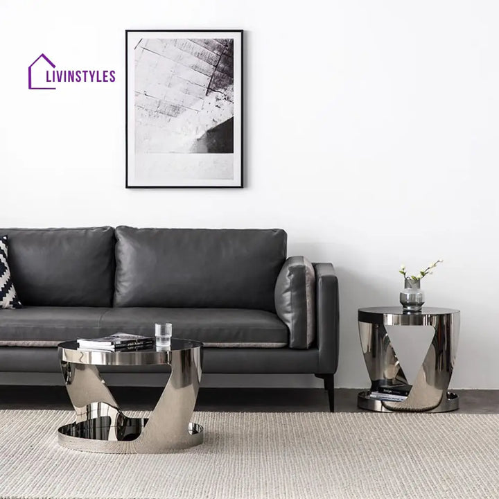Iyla Stainless Steel Frame Coffee Table with Glass Top