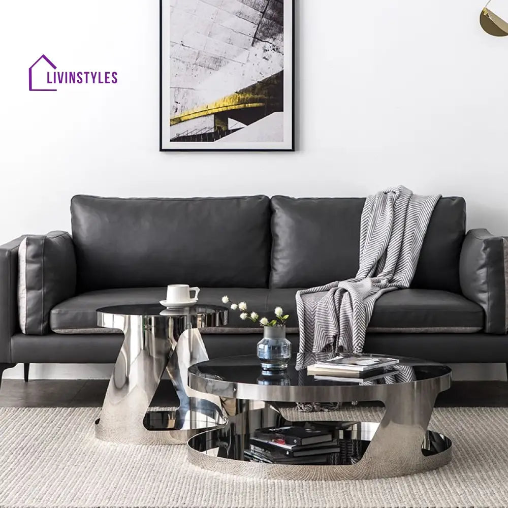 Iyla Stainless Steel Frame Coffee Table with Glass Top