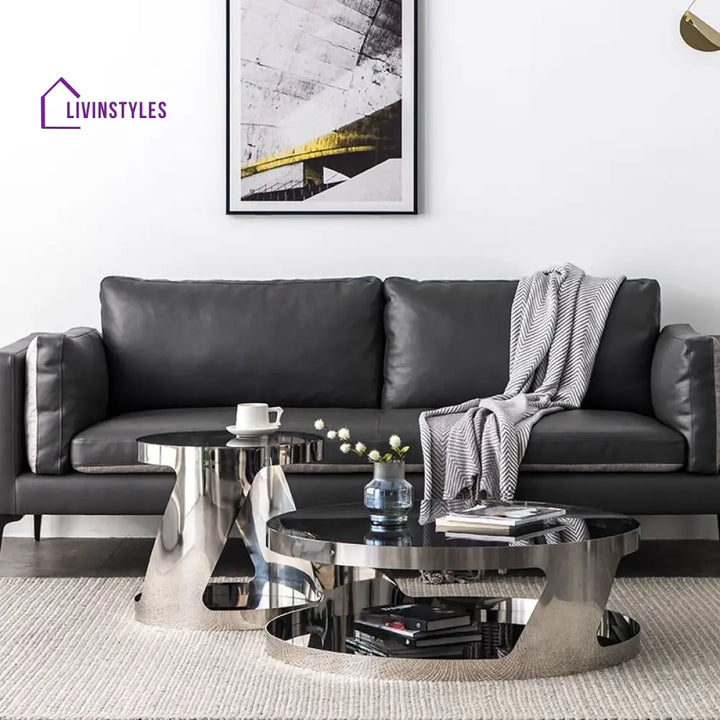 Iyla Stainless Steel Frame Coffee Table with Glass Top