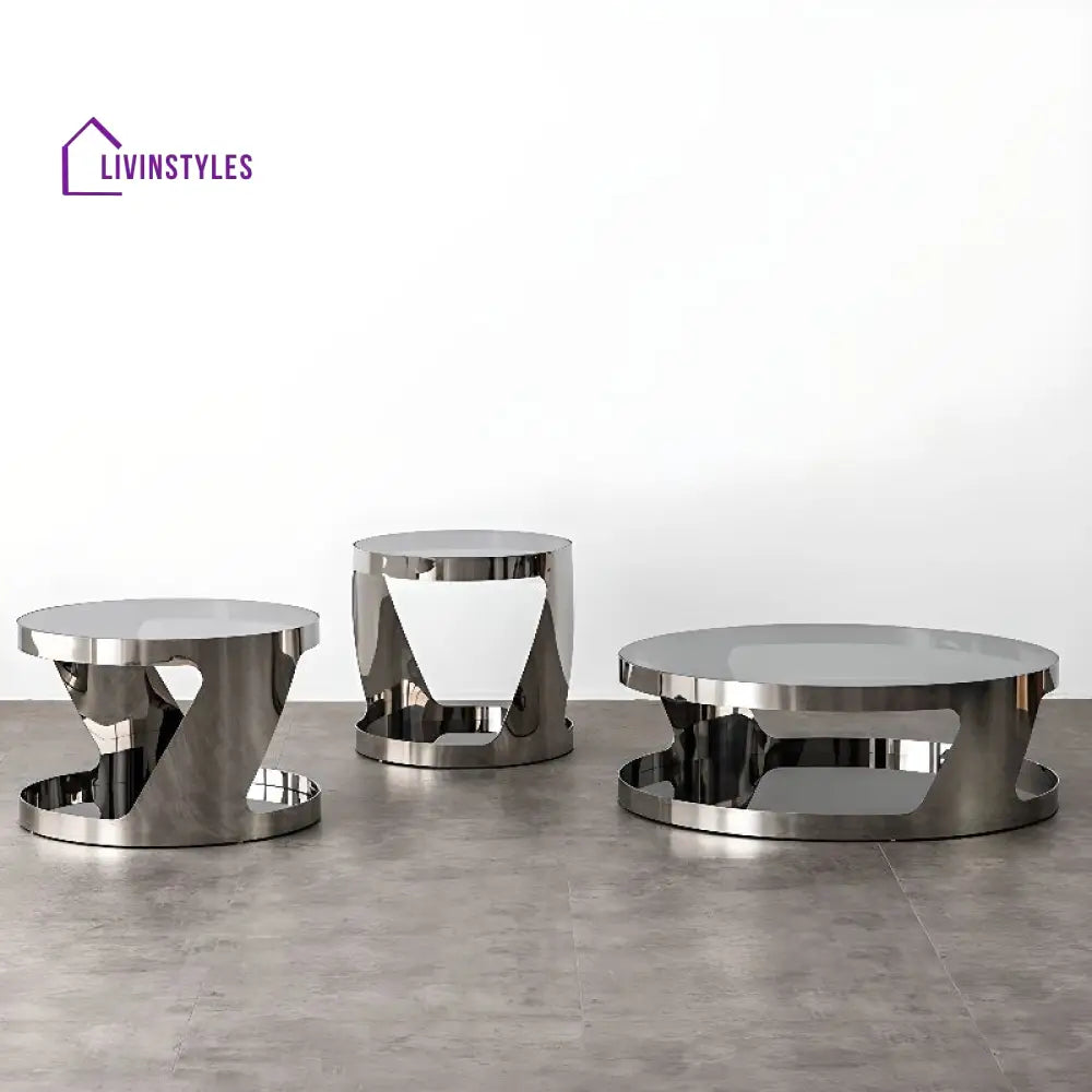 Iyla Stainless Steel Frame Coffee Table with Glass Top
