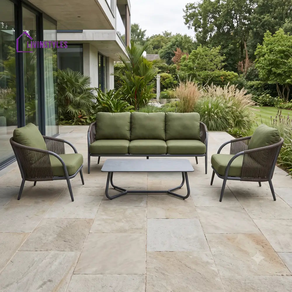 Izabela Premium MS Frame with Powder Coated Outdoor Sofa Set with Weather Proof Fabric