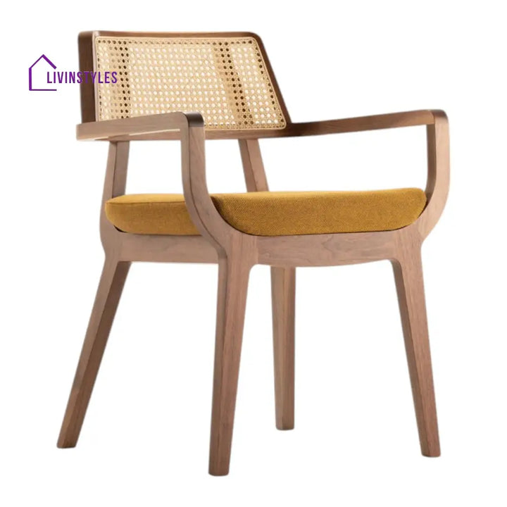 Izmail Solid Sheesham Wood & Rattan Dining Chair - Single chair