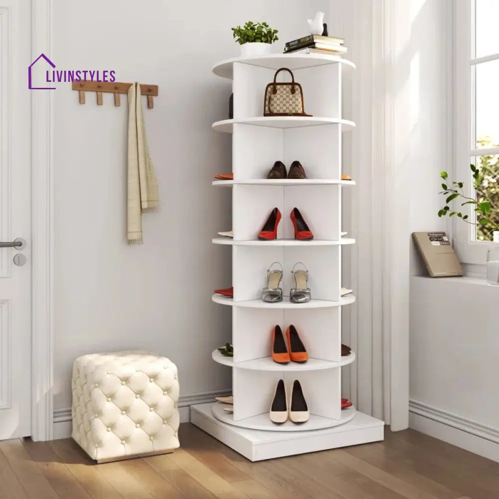 Izolda Engineered Wood Rotating Shoe Rack for Home
