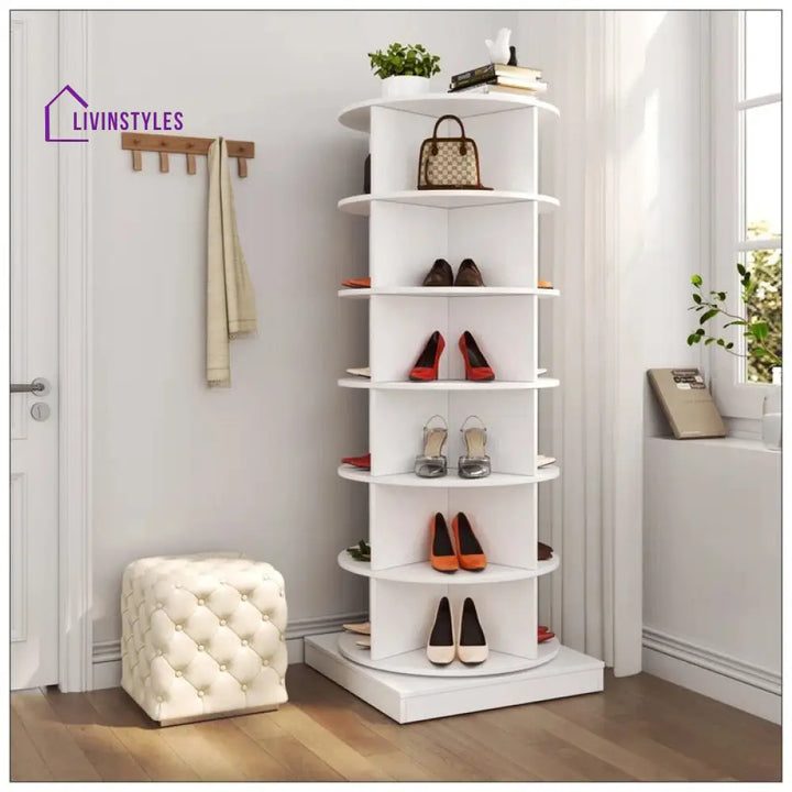 Izolda Engineered Wood Rotating Shoe Rack for Home