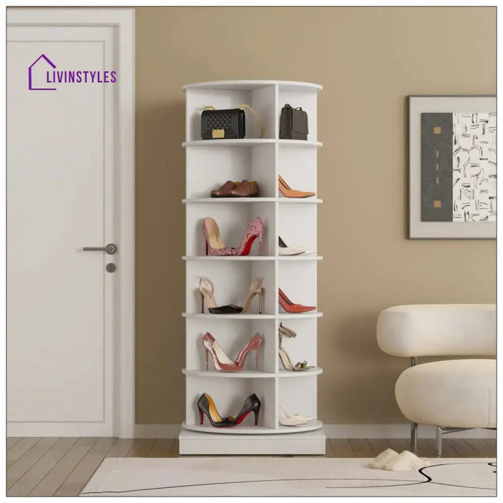 Izolda Engineered Wood Rotating Shoe Rack for Home