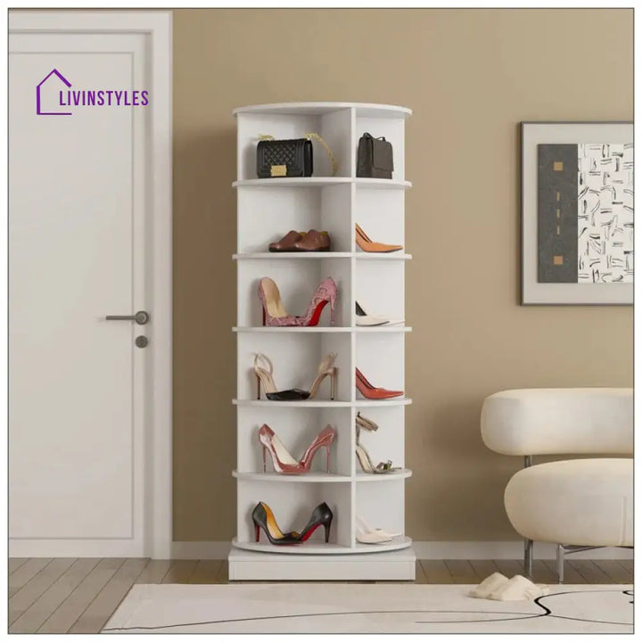 Izolda Engineered Wood Rotating Shoe Rack for Home