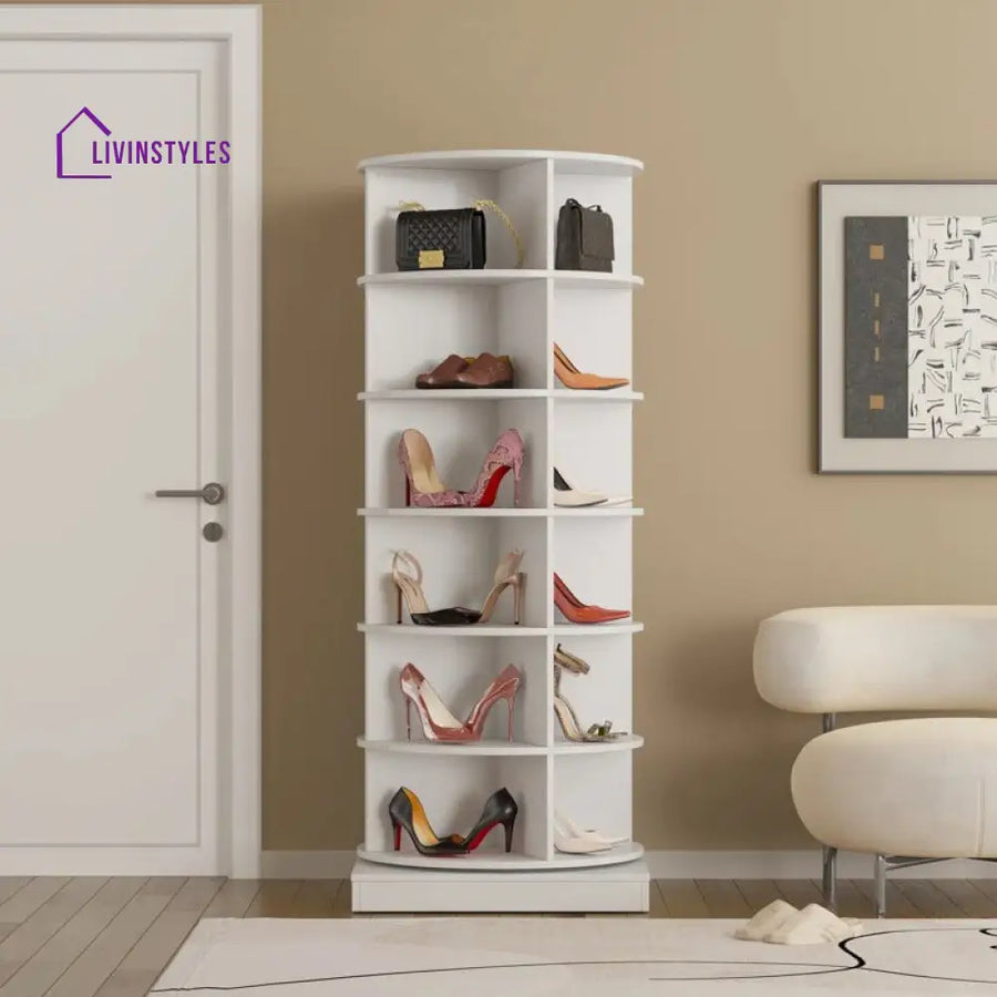 Izolda Engineered Wood Rotating Shoe Rack for Home